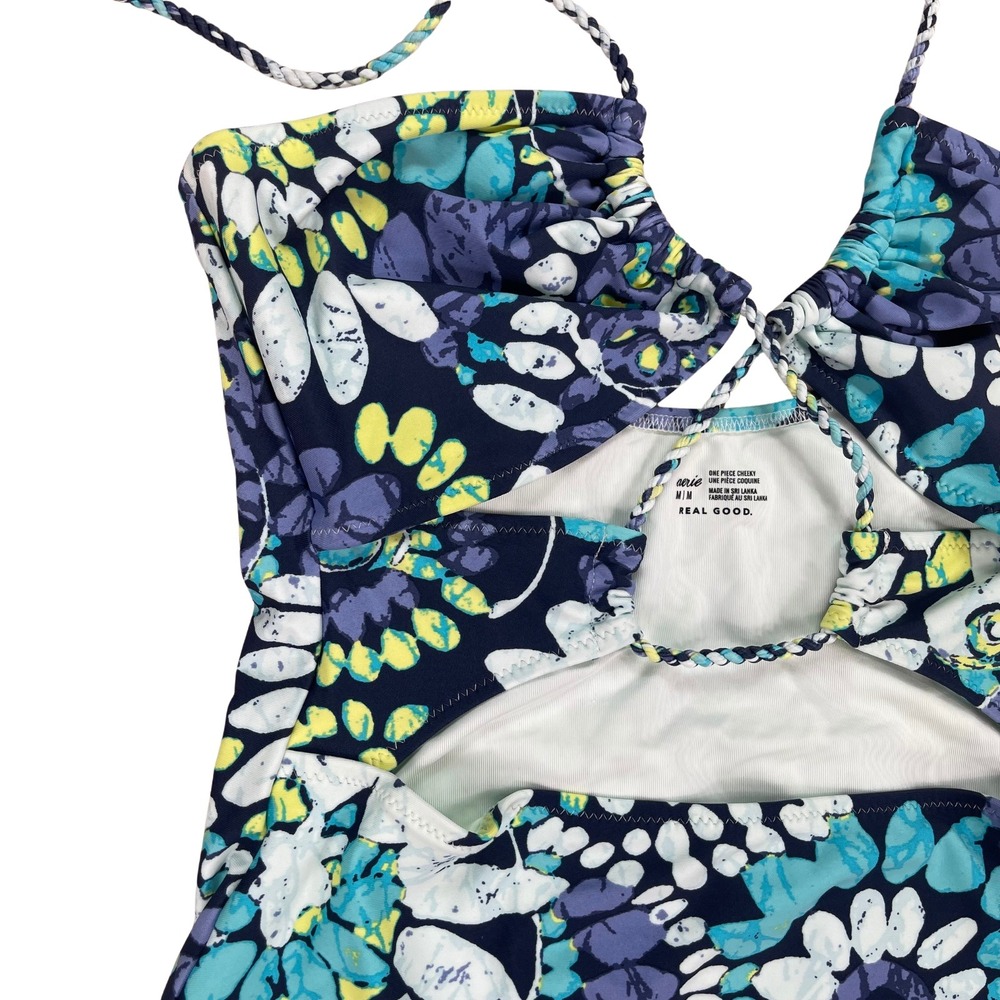 Aerie Floral Cut Out One Piece Swim Sz Medium Cheeky Boho Hippie Festival - Picture 5 of 16